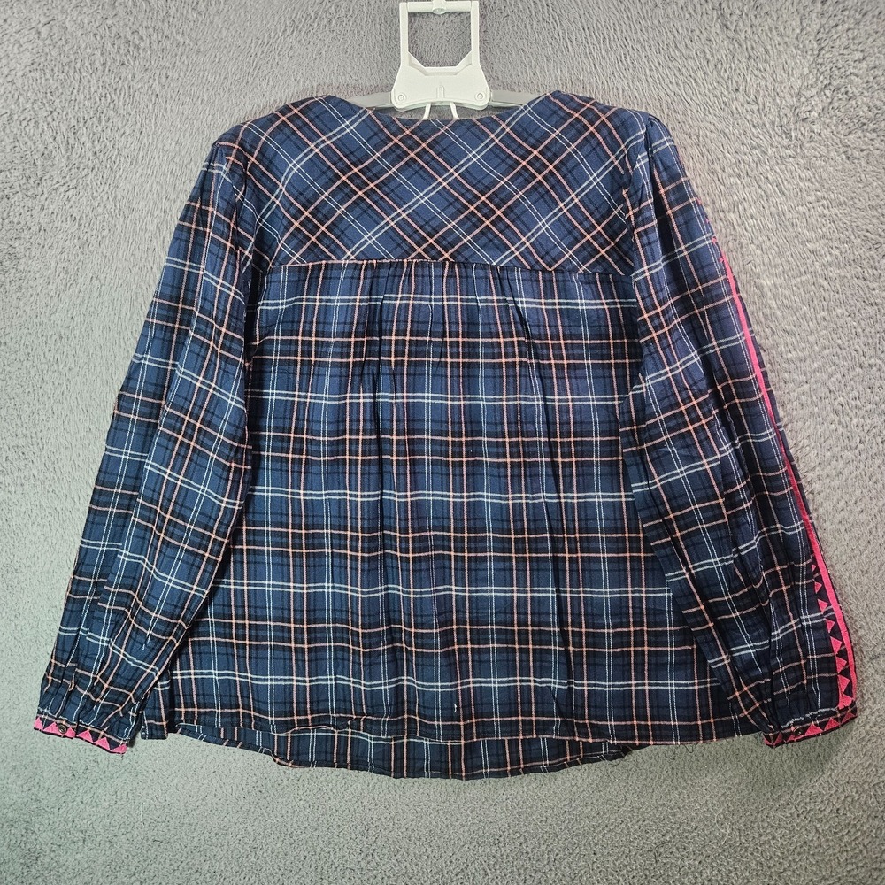 NEW Savanna Jane Top Blouse Women 2X Long Sleeve Floral Embroidered Pink Navy - Picture 6 of 9